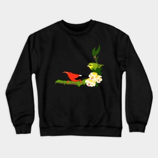 Hawaiian birds 4 - Parrotbill and iiwi Crewneck Sweatshirt